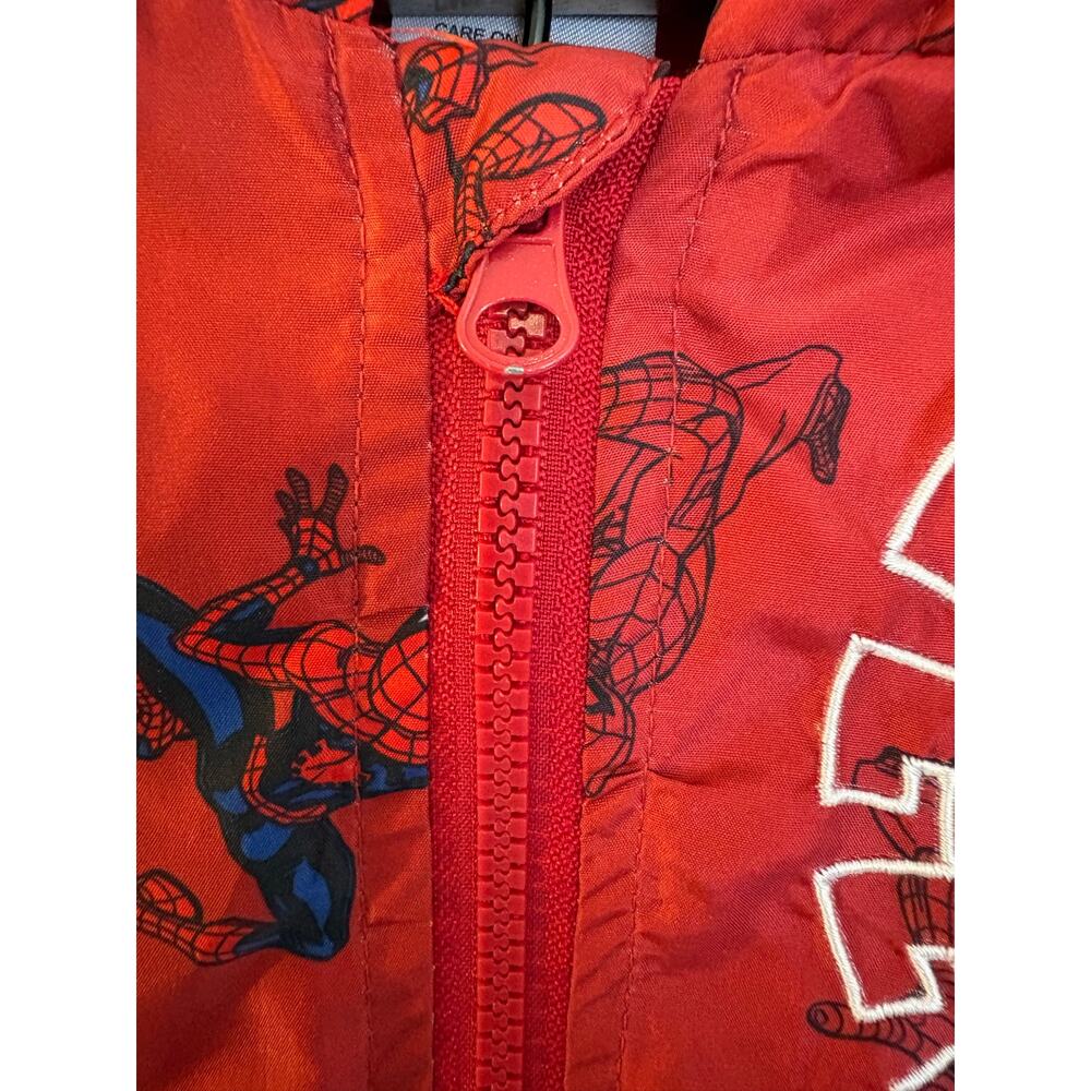 Marvel Spider-Man Boys Jacket Size 5 Red Hooded Lightweight Windbreaker - Picture 5 of 13